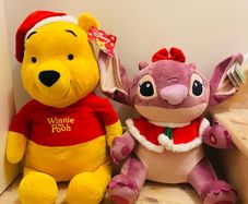 Disney Christmas Santa Winnie the Pooh and Stitch soft toys