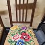 Pair of Vintage Wooden Dining Chairs with Tapestry Upholstery Image 4