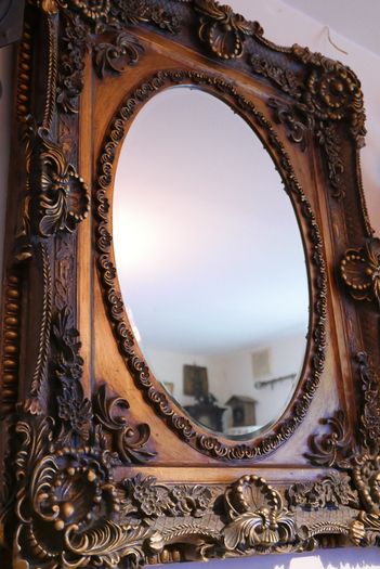 Vintage Ornate Gold Framed Mirror , Big ,Heavy and Thick 45" x 35" (Thickness 4")