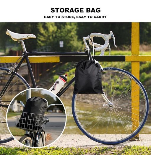 Bike Cover for 3 Bikes 210T Waterproof Outdoor  Bicycle Storage, Black Cover with Lock Hole, 2 Windproof Buckles & Storage Bag, UV Protection for Mountain & Road Bikes (220/120/110cm)