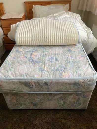 Single Beds x 2 with New Mattresses and Pine Headboards