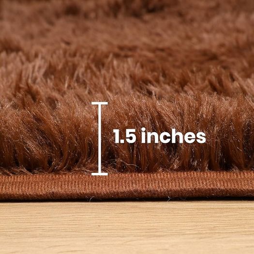 Rugs Living Room 120 x 170 cm  Fluffy Shaggy Brown Area Rugs for Bedroom, Lounge Super Soft Non Slip Rug Washable Modern Floor Carpets Bedside Rug for Kids Room