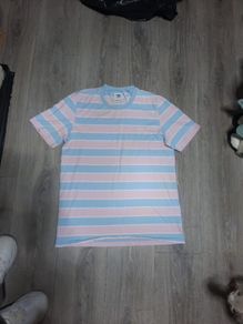 men's pink and blue Adidas t shirt