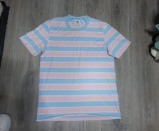 men's pink and blue Adidas t shirt