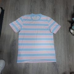men's pink and blue Adidas t shirt