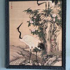 Chinese Fine Art print in frame - Cranes-suit mid century decor