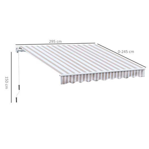 10' x 8' Manual Retractable Sun Shade Patio Awning