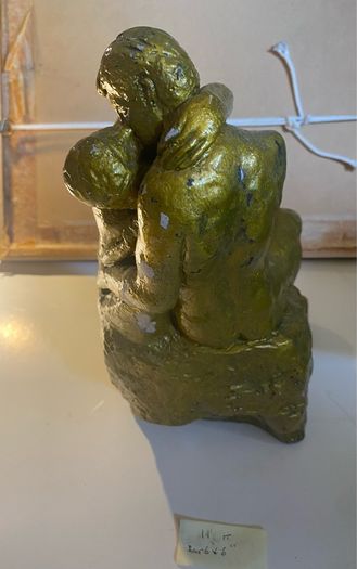 sculpture vintage plaster reproduction of "The Kiss" by French Sculptor Auguste Rodin, statue,