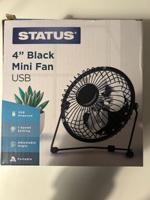 4 Inch USB Desk Fan Black Status