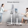 65 by 45cm Mobile Computer Workstation, Height Adjustable Laptop Stand 72 by 112cm, Portable Desk on Wheels, Compact White Study Desk, Movable Side Table, Small Standing Desk, Office Workstation Image 5