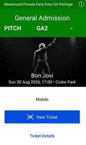 Bon Jovi Dublin Pitch Tickets