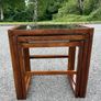 Vintage Danish Nesting Tables in Teak with Smoked Glass Tops c1960 Image 2