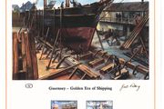 1983 Guernsey Limited Edition Lithographed Print measuring 333mm X 257mm showing Golden Era of shipping Commemorative stamps with First Day of Issue Cancel