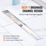 610mm Linear Shower Drain Offset with Tile Insert Cover,Brushed 304 Stainless Steel Rectangle Shower Floor Drain,Linear Drain with Leveling Feet,Hair Strainer Image 3
