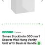 Sonas Stockholm Wall Hung Vanity Unit With Basin and Handle - Gloss White Image 2