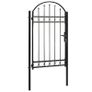 Fence Gate with Arched Top Steel 100x175 cm Black Image 2