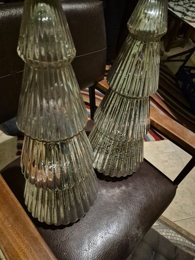 Vintage pair of glass Christmas trees