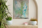 Original Painting Biophilic Palette Painting of gardrn Roman statue Quiet Luxury Aesthetic