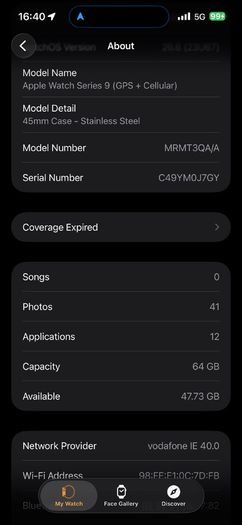 Apple watch series 9 45mm Stainless Steel cellular +  GPS