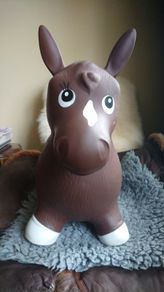 Inflatable pony for child to ride