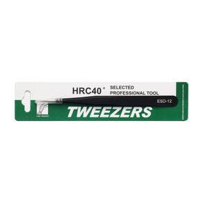 Straight eyelash tweezers, black ESD-12