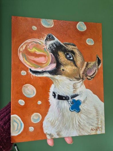 A bubbly Jack Russell - oil painting