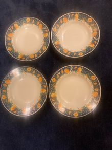 Vintage Set of 4 China Orange/Blue Bowls