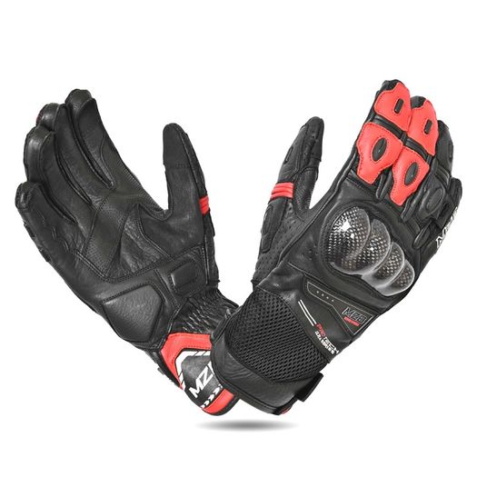 MZB RaceTech Short Motorcycle Cowhide Leather Gloves with Aramid Protection