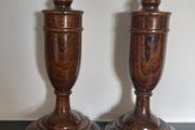 Pair of oak candlesticks.