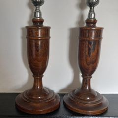 Pair of oak candlesticks.