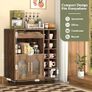 Kitchen Storage Cupboard with Mug Holder Display, Kitchen Sideboard with Drawers & Double Doors, Pantry Cabinet Unit Perfect for Coffee Station, Living Room Buffet & Home Drinks Bar - Brown Image 4