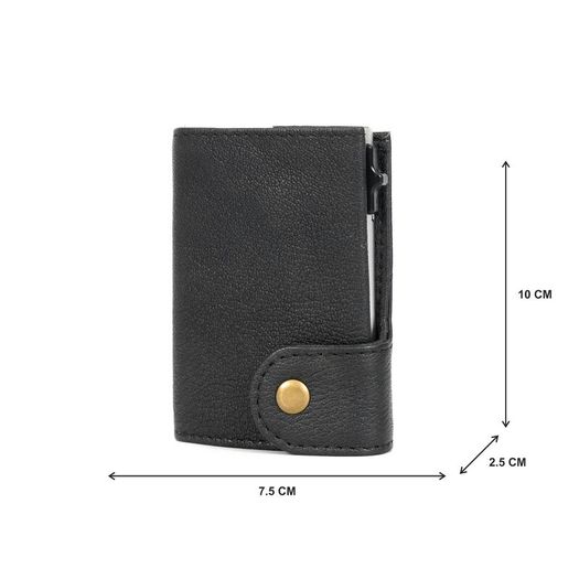 Genuine Leather Pop-Up Card Holder Wallet RFID Blocking Slim Credit Card Case