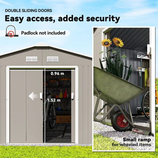 13 x 11ft Large Metal Storage Shed Sliding Doors