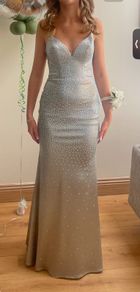 Mascara London satin hotstone sage/silver dress