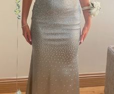 Mascara London satin hotstone sage/silver dress