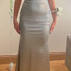 debs dress silver/sage satin