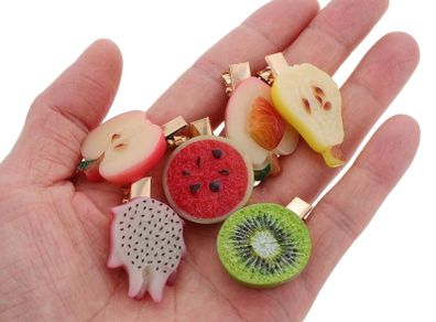 Colorful Fruit-Themed Hair Clips Set