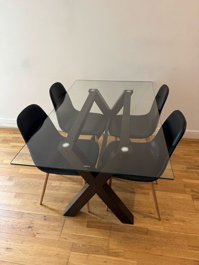 Glass Table & 4 Chairs