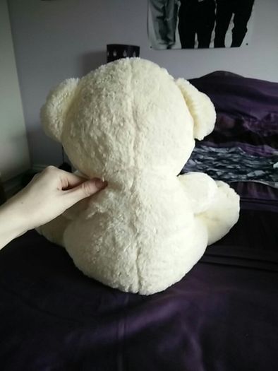 Cream Bear with Gold Bow - Medium sized