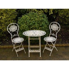 Two seater table and chairs Oval White D906