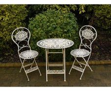 Two seater table and chairs  Oval White D906
