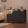 Chest of Drawers with Charging Station and LED Light, 8 Drawers Storage Unit for Bedroom with Outlets and USB Ports, Storage Cabinet for Kids Dorm Living Room Closet, Black Image 7