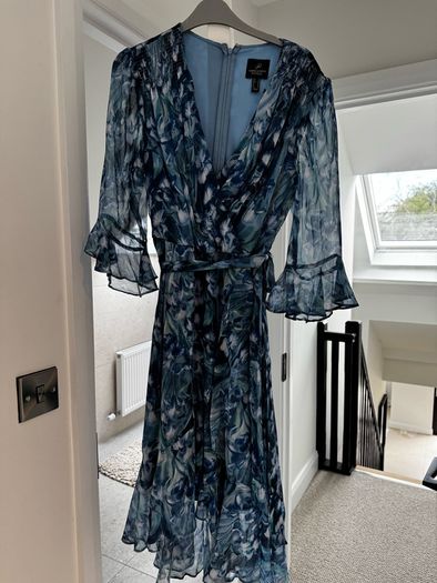 Adrianna Papell Blue Floral Chiffon