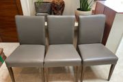 3 x Quality Sturdy Leather Wooden Kitchen Dining Chairs - Can Deliver