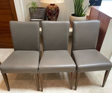 3 x Quality Sturdy Leather Wooden Kitchen Dining Chairs - Can Deliver