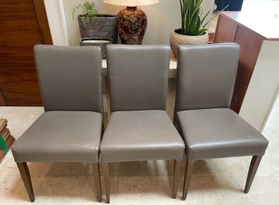 3 x Quality Sturdy Leather Wooden Kitchen Dining Chairs - Can Deliver
