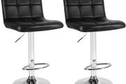 _Adjustable Bar Stool - Adjustable Height - Swivel Seat - Choice of Colors, Color: Black, Size: 2pc-Set