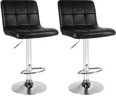 _Adjustable Bar Stool - Adjustable Height - Swivel Seat - Choice of Colors, Color: Black, Size: 2pc-Set