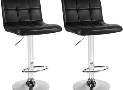 _Adjustable Bar Stool - Adjustable Height - Swivel Seat - Choice of Colors, Color: Black, Size: 2pc-Set