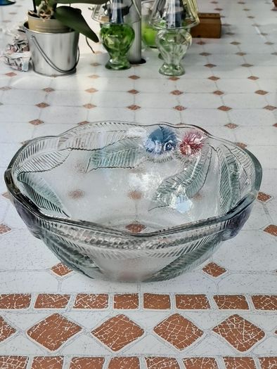 Vintage French Large Glass Salad Bowl
